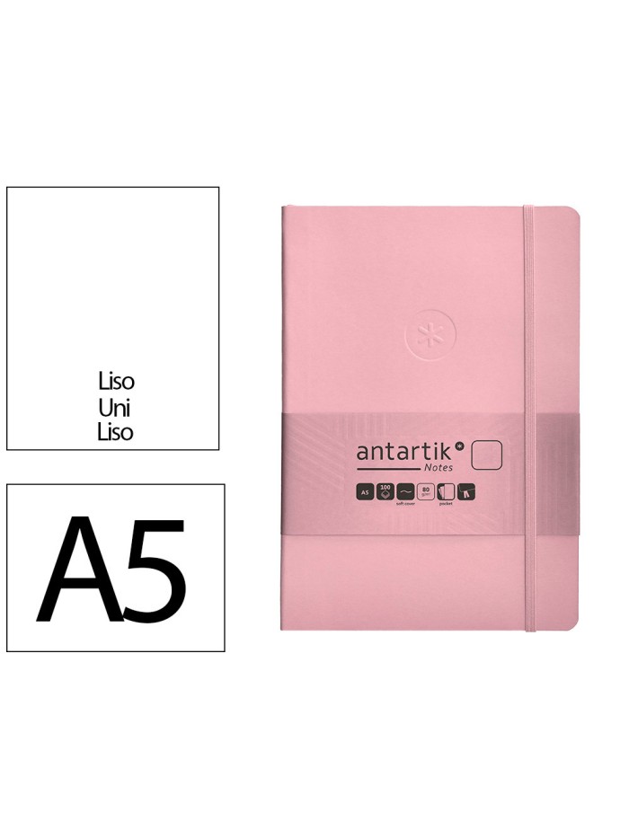 Cuaderno con gomilla antartik notes tapa blanda a5 hojas lisas rosa pastel 80 hojas 80 gr fsc Cuaderno con gomilla antartik notes tapa blanda a5 hojas lisas rosa pastel 80 hojas 80 gr fsc