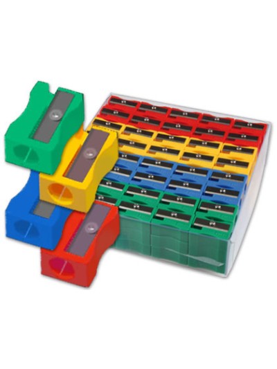 Sacapuntas liderpapel plastico 1 uso caja de 120 unidades colores surtidos
