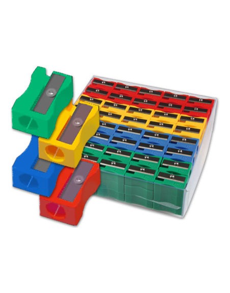 Sacapuntas liderpapel plastico 1 uso caja de 120 unidades colores surtidos