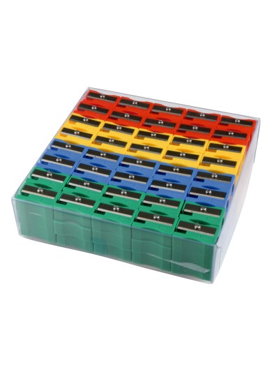 Sacapuntas liderpapel plastico 1 uso caja de 120 unidades colores surtidos