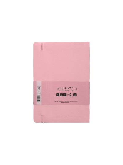 Cuaderno con gomilla antartik notes tapa blanda a5 hojas lisas rosa pastel 80 hojas 80 gr fsc