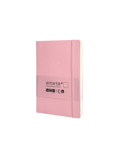 Cuaderno con gomilla antartik notes tapa blanda a5 hojas lisas rosa pastel 80 hojas 80 gr fsc