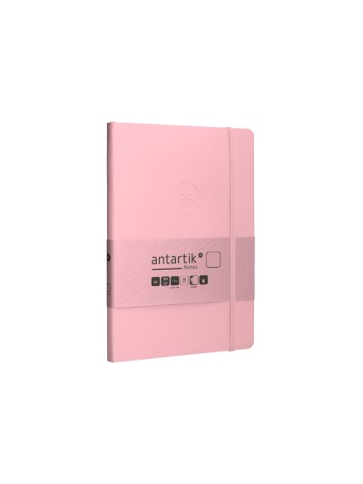 Cuaderno con gomilla antartik notes tapa blanda a5 hojas lisas rosa pastel 80 hojas 80 gr fsc