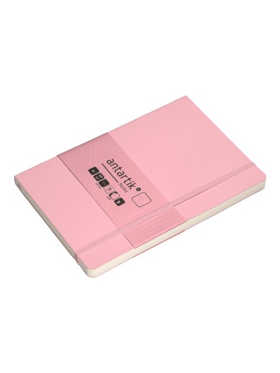Cuaderno con gomilla antartik notes tapa blanda a5 hojas lisas rosa pastel 80 hojas 80 gr fsc