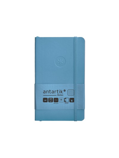 Cuaderno con gomilla antartik notes tapa blanda a6 cuadricula azul claro 100 hojas 80 gr fsc
