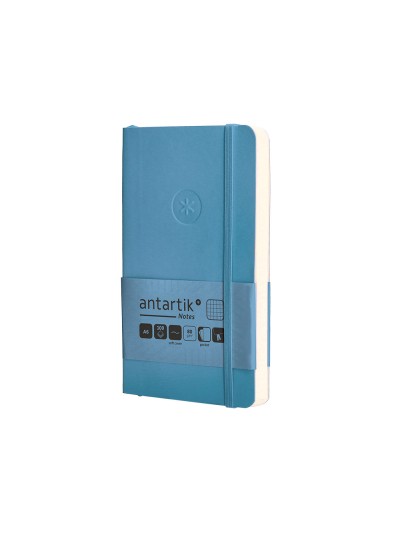 Cuaderno con gomilla antartik notes tapa blanda a6 cuadricula azul claro 100 hojas 80 gr fsc