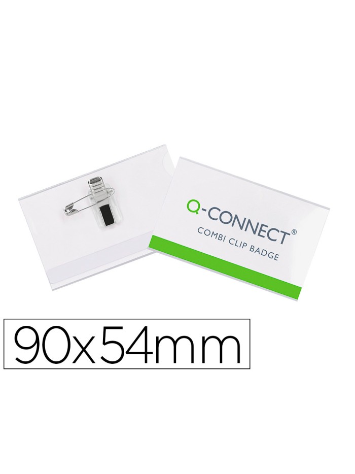 Identificador con pinza e imperdible q-connect kf01567 54x90 mm Identificador con pinza e imperdible q-connect kf01567 54x90 mm