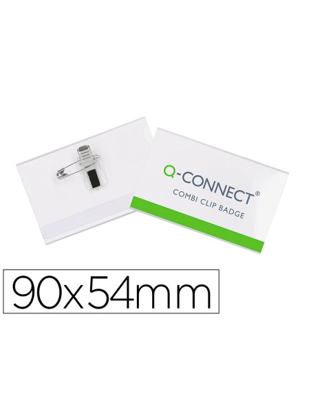 Identificador con pinza e imperdible q-connect kf01567 54x90 mm