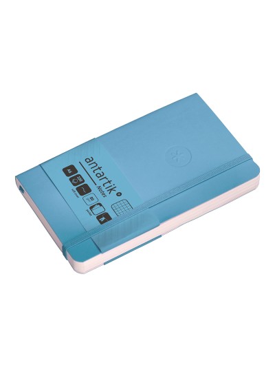 Cuaderno con gomilla antartik notes tapa blanda a6 cuadricula azul claro 100 hojas 80 gr fsc