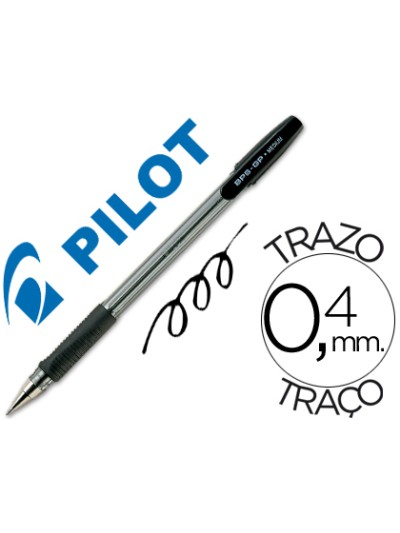 Boligrafo pilot bps-gp negro sujecion de caucho tinta base de aceite con capuchon