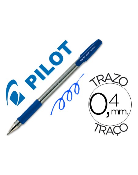 Boligrafo pilot bps-gp azul sujecion de caucho tinta base de aceite con capuchon