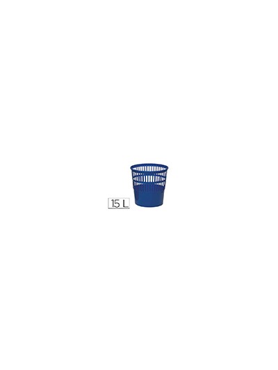 Papelera plastico q-connect 15 litros rejilla color azul 285x290 mm