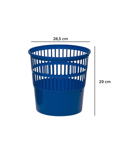 Papelera plastico q-connect 15 litros rejilla color azul 285x290 mm