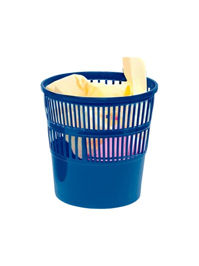 Papelera plastico q-connect 15 litros rejilla color azul 285x290 mm