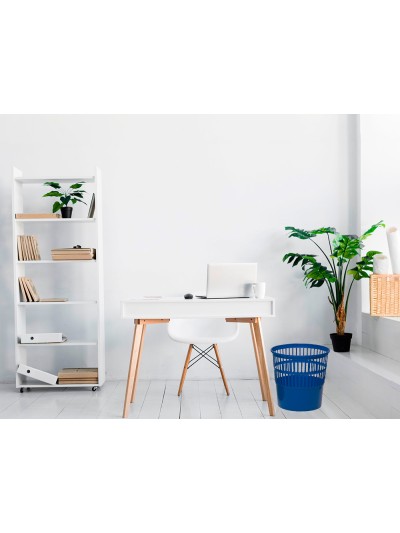 Papelera plastico q-connect 15 litros rejilla color azul 285x290 mm