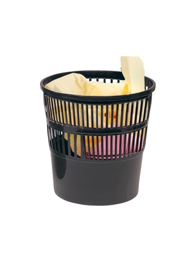 Papelera plastico q-connect 15 litros rejilla color negro 285x290 mm