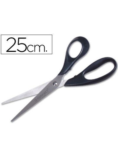 Tijera oficina q-connect inoxidable 10/' 25 cm blister