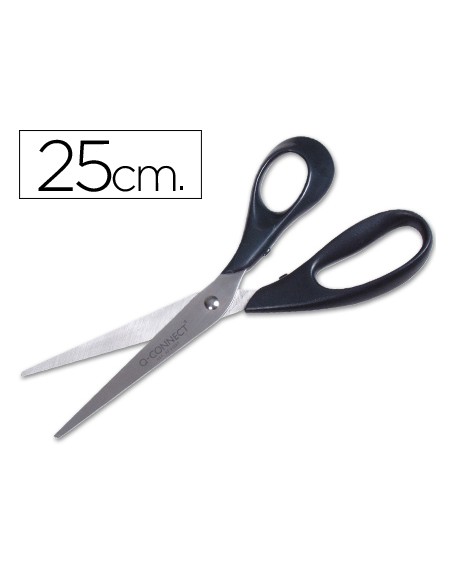 Tijera oficina q-connect inoxidable 10/' 25 cm blister