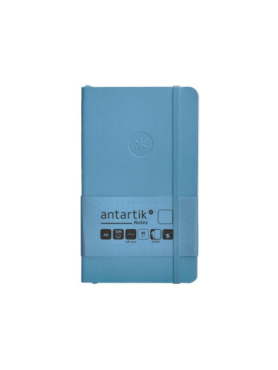 Cuaderno con gomilla antartik notes tapa blanda a6 hojas lisas azul claro 100 hojas 80 gr fsc