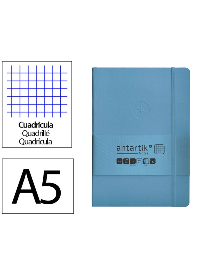 Cuaderno con gomilla antartik notes tapa blanda a5 hojas cuadricula azul claro 80 hojas 80 gr fsc Cuaderno con gomilla antartik notes tapa blanda a5 hojas cuadricula azul claro 80 hojas 80 gr fsc