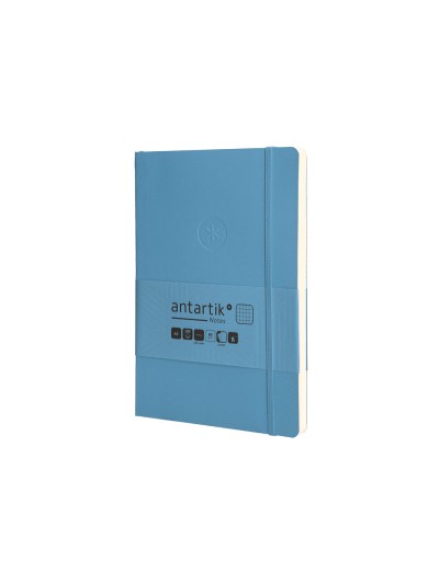 Cuaderno con gomilla antartik notes tapa blanda a5 hojas cuadricula azul claro 80 hojas 80 gr fsc