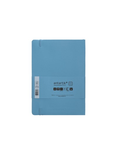 Cuaderno con gomilla antartik notes tapa blanda a5 hojas cuadricula azul claro 80 hojas 80 gr fsc