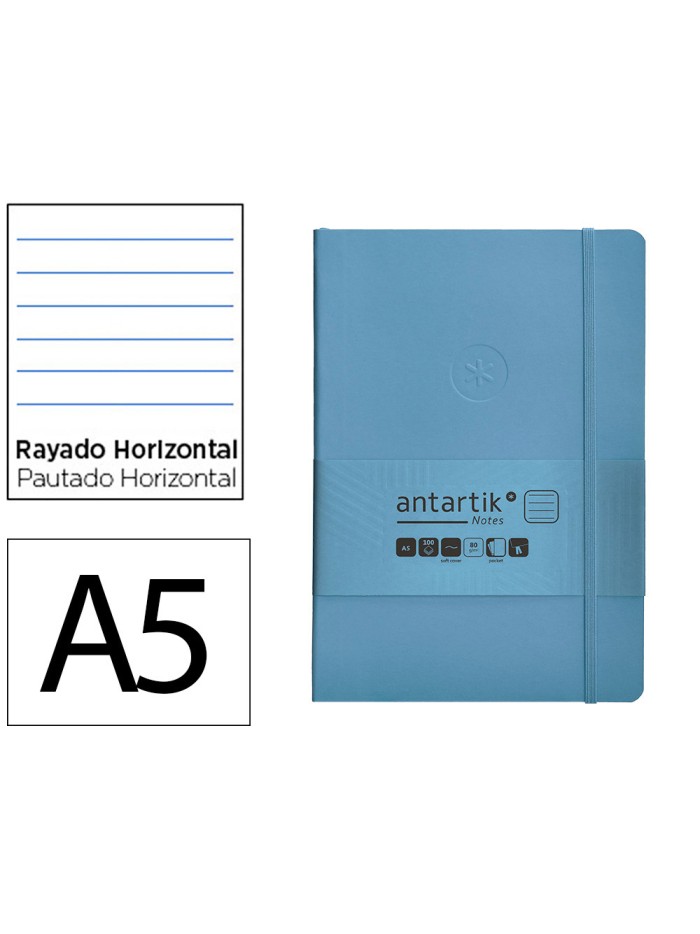 Cuaderno con gomilla antartik notes tapa blanda a5 hojas rayas azul claro 80 hojas 80 gr fsc Cuaderno con gomilla antartik notes tapa blanda a5 hojas rayas azul claro 80 hojas 80 gr fsc