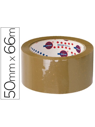 Cinta adhesiva eurocel polipropileno havana 66 mt x 50 mm para embalaje