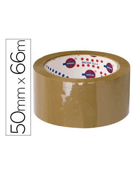 Cinta adhesiva eurocel polipropileno havana 66 mt x 50 mm para embalaje