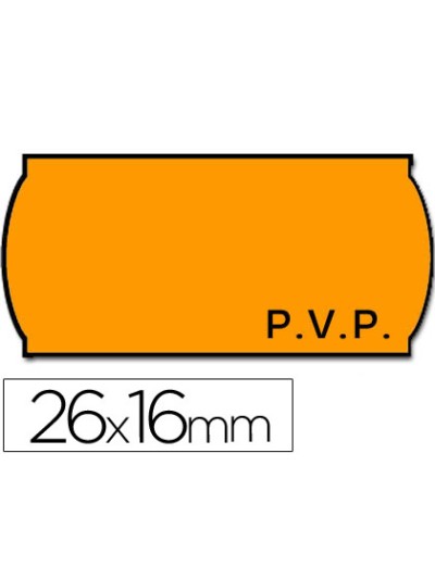 Etiquetas meto onduladas 26x16 mm pvp adh.2 fluor naranja rollo 1200 etiquetas