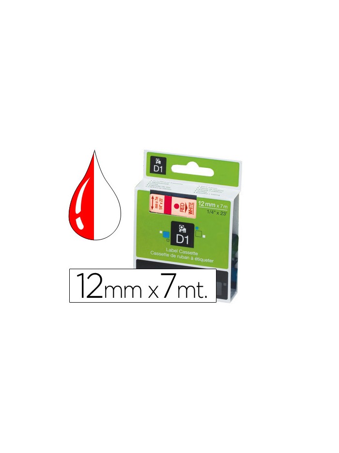 Cinta dymo 1000 rojo-blanco 12mm x 7mt d1 Cinta dymo 1000 rojo-blanco 12mm x 7mt d1