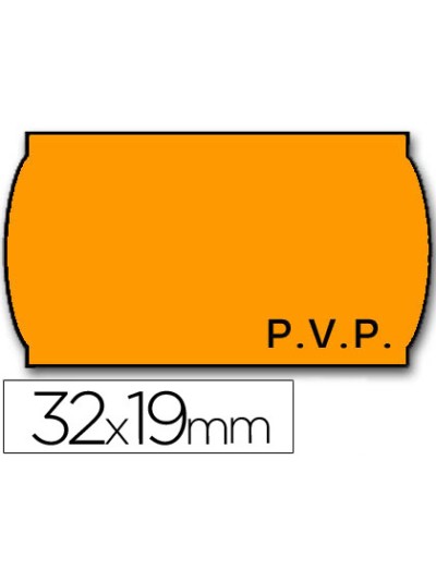 Etiquetas meto onduladas 32x19 mm pvp adh.2 fluor naranja rollo 1000 etiquetas
