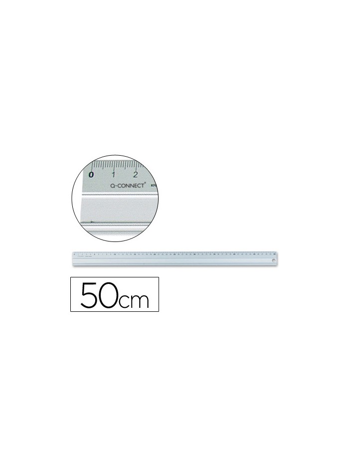 Regla q-connect metalica aluminio 50 cm Regla q-connect metalica aluminio 50 cm