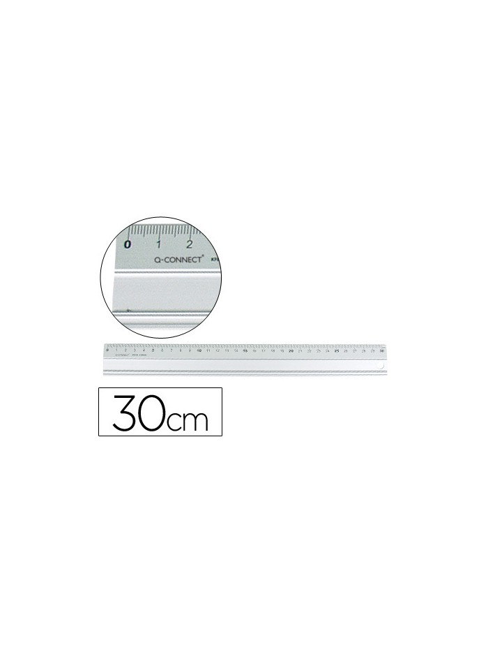 Regla q-connect metalica aluminio 30 cm Regla q-connect metalica aluminio 30 cm
