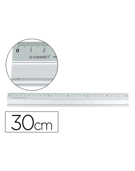 Regla q-connect metalica aluminio 30 cm