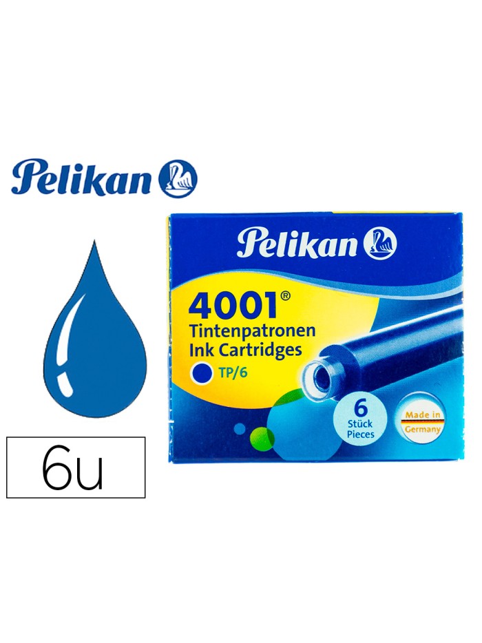 Tinta para plumas pelikan azul real caja 6 cartuchos Tinta para plumas pelikan azul real caja 6 cartuchos