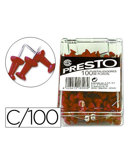 Señalizador de planos q-connect rojo caja de 100 unidades