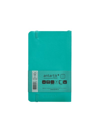 Cuaderno con gomilla antartik notes tapa blanda a6 rayas turquesa 100 hojas 80 gr fsc