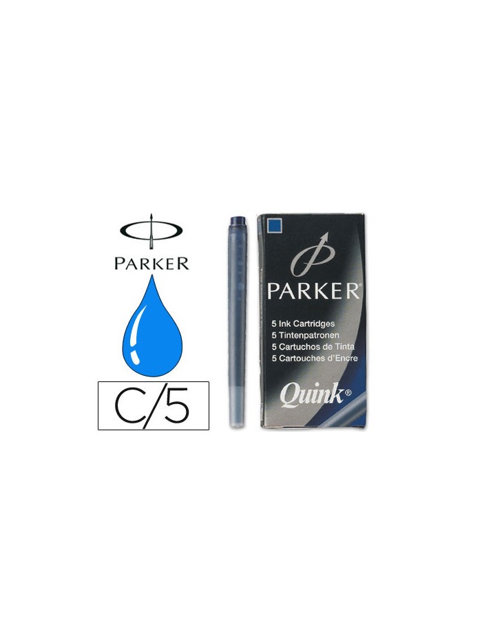 Tinta estilografica parker azul permanente caja de 5 cartuchos Tinta estilografica parker azul permanente caja de 5 cartuchos