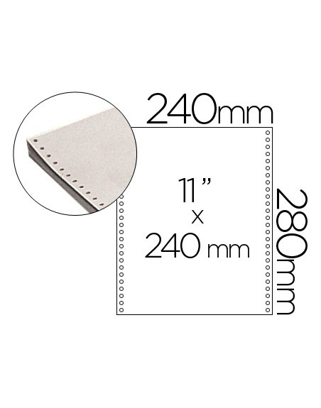 Papel continuo 240x11 blanco caja de 2500 hojas