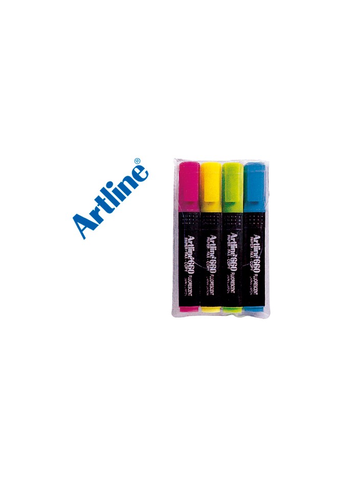 Rotulador artline fluorescente ek-660 punta biselada bolsa de 4 unidades colores surtidos Rotulador artline fluorescente ek-660 punta biselada bolsa de 4 unidades colores surtidos