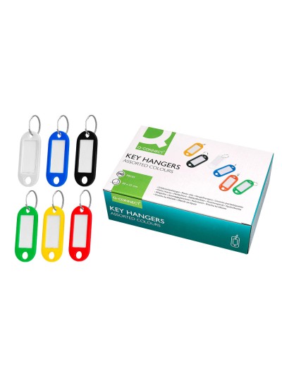 Llavero portaetiquetas q-connect expositor de 240 unidades colores surtidos