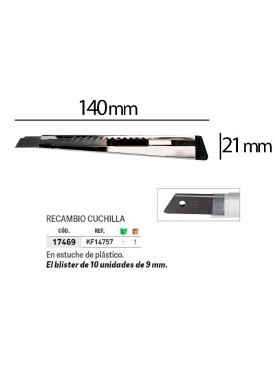Cuter q-connect metalico estrecho con funda cuchilla 9 mm xd-46 con clip bolsa 1 unidad