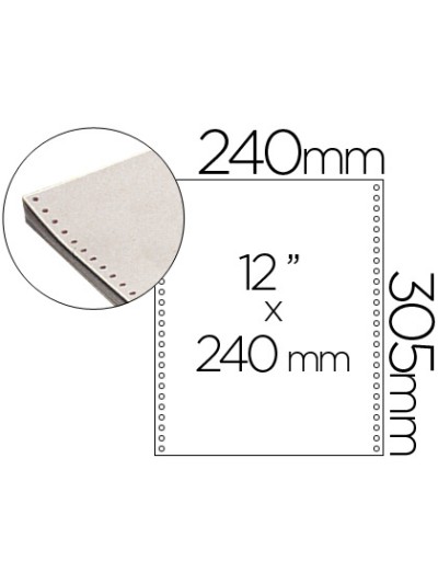 Papel continuo 240x12 blanco caja de 2500 hojas