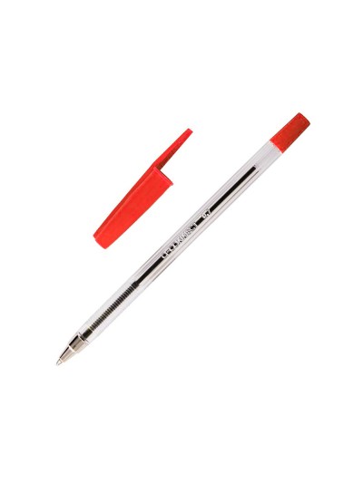 Boligrafo transparente q-connect rojo medio kf26041