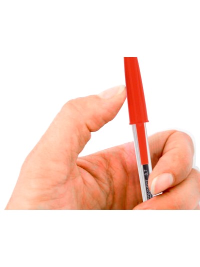 Boligrafo transparente q-connect rojo medio kf26041