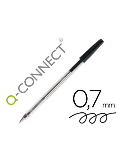 Boligrafo transparente q-connect negro medio kf26040