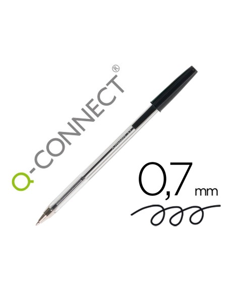 Boligrafo transparente q-connect negro medio kf26040
