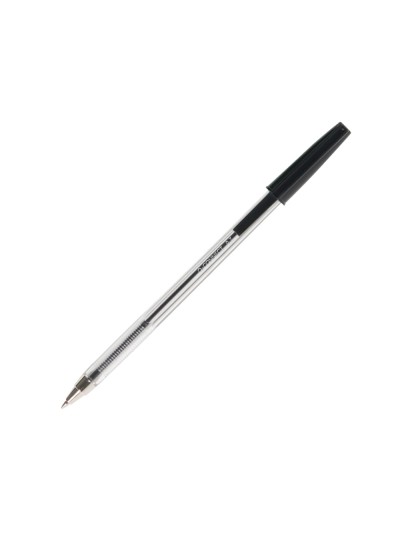 Boligrafo transparente q-connect negro medio kf26040