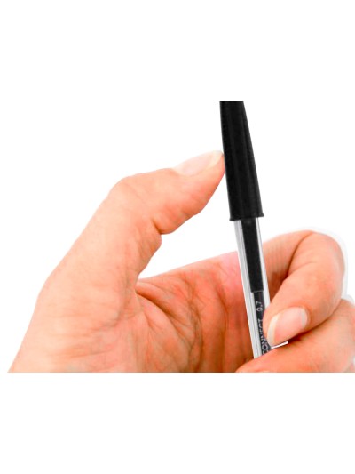 Boligrafo transparente q-connect negro medio kf26040